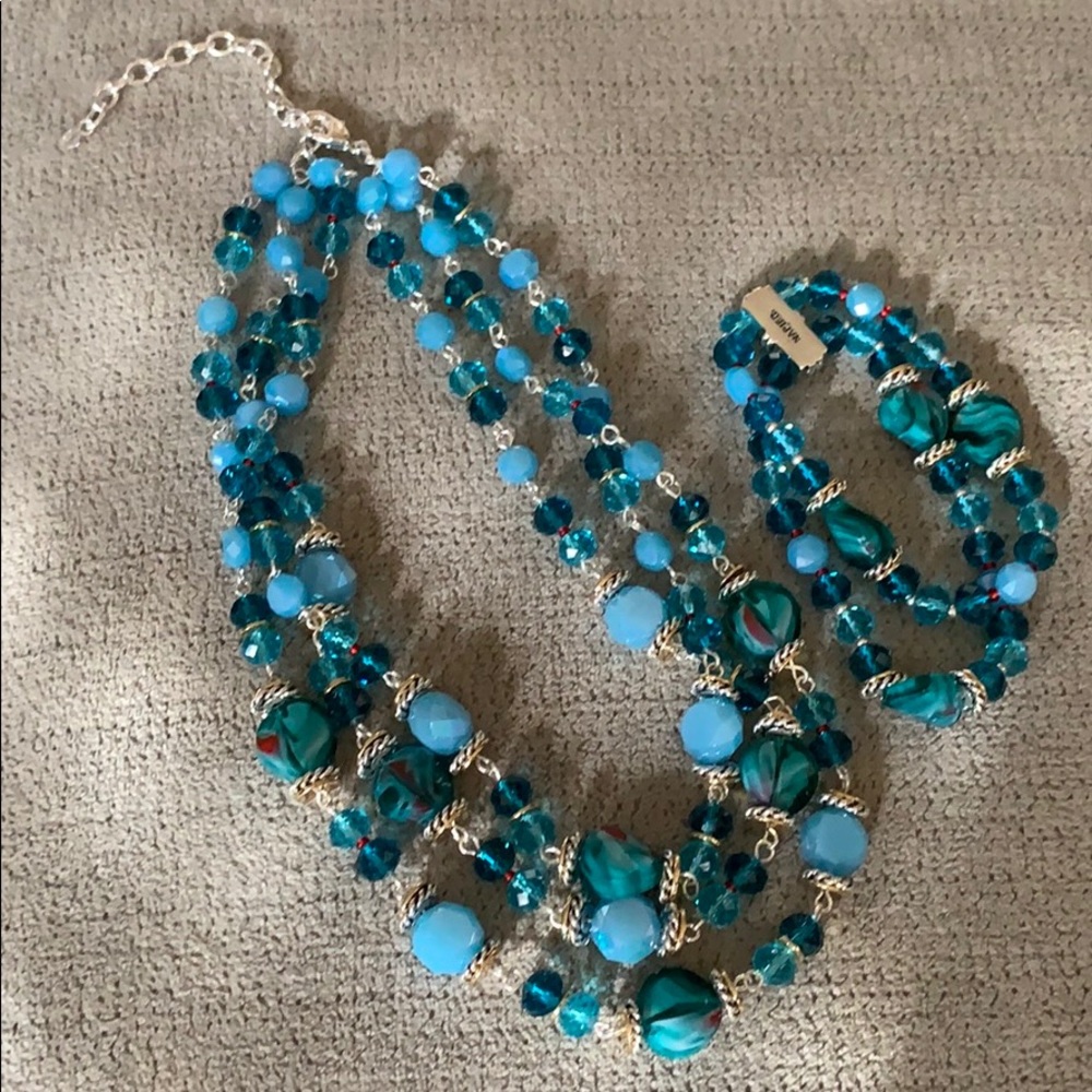 Napier aqua beaded necklace and bracelet